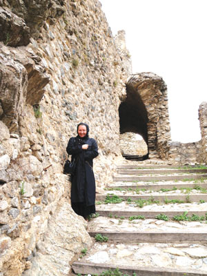 Usson castle central staircase. 2009