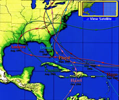 Trajectories of some superstorms up to the year 2000